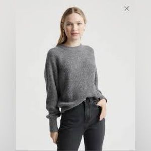 Baby Alpaca-Wool Diamond Stitch Crew in grey